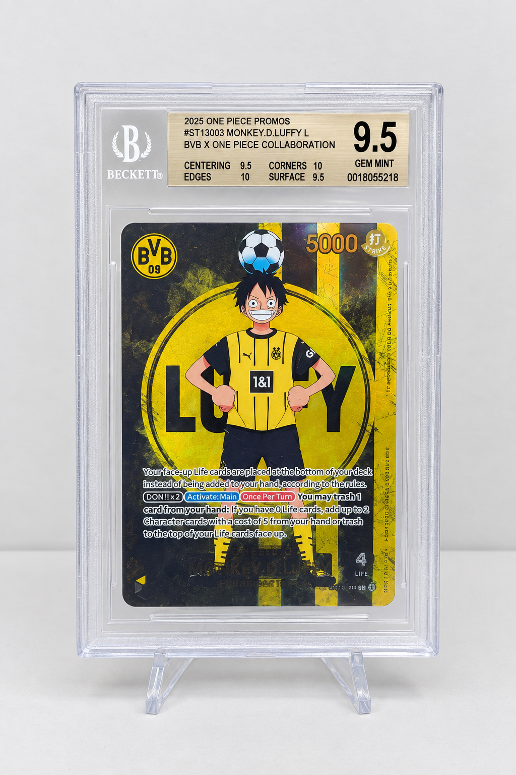 Beckett 9. 5 Monkey D Luffy ST13-003 BVB Borussia Dortmund ONE PIECE Matchday Promo